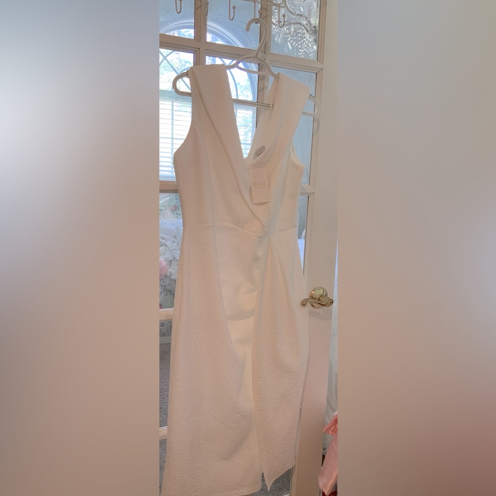 Cream Ruched Sheath Dress V-Neck Bridal